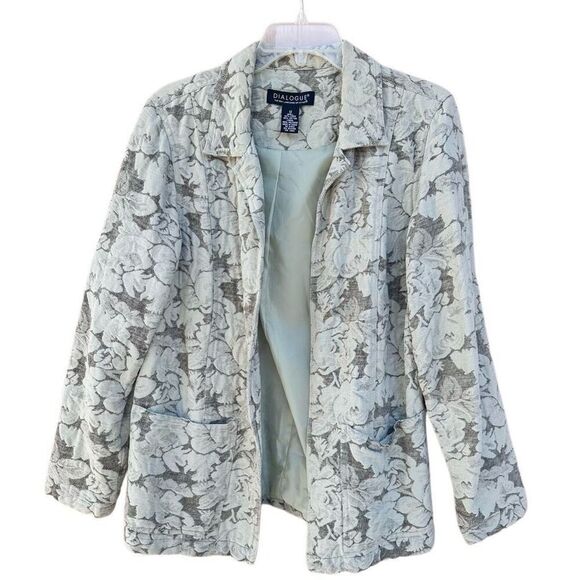 Romantic Floral Rose Linen and Cotton Summer Blazer - Picture 1 of 7